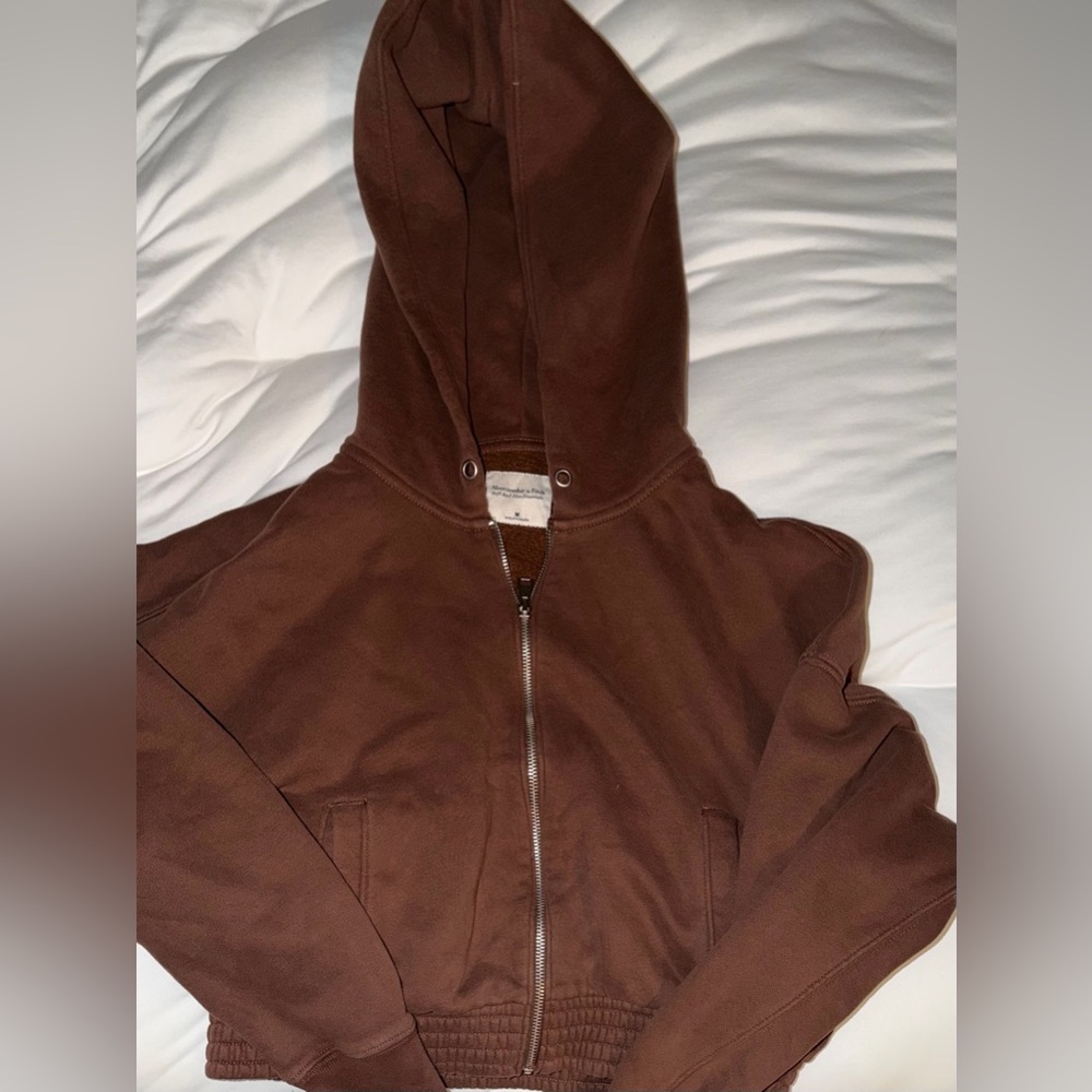 Abercrombie & Fitch Rust Brown Zip Hoodie - Picture 3 of 5